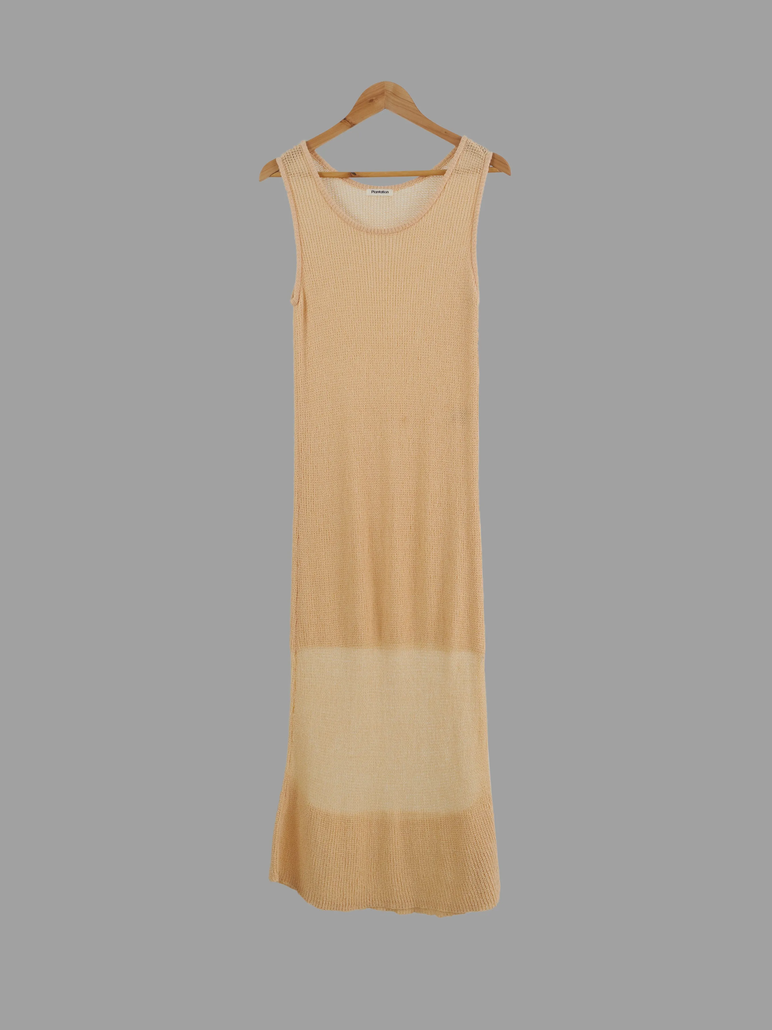 Issey Miyake Plantation 1980s peach cotton nylon knitted sleeveless dress - M S