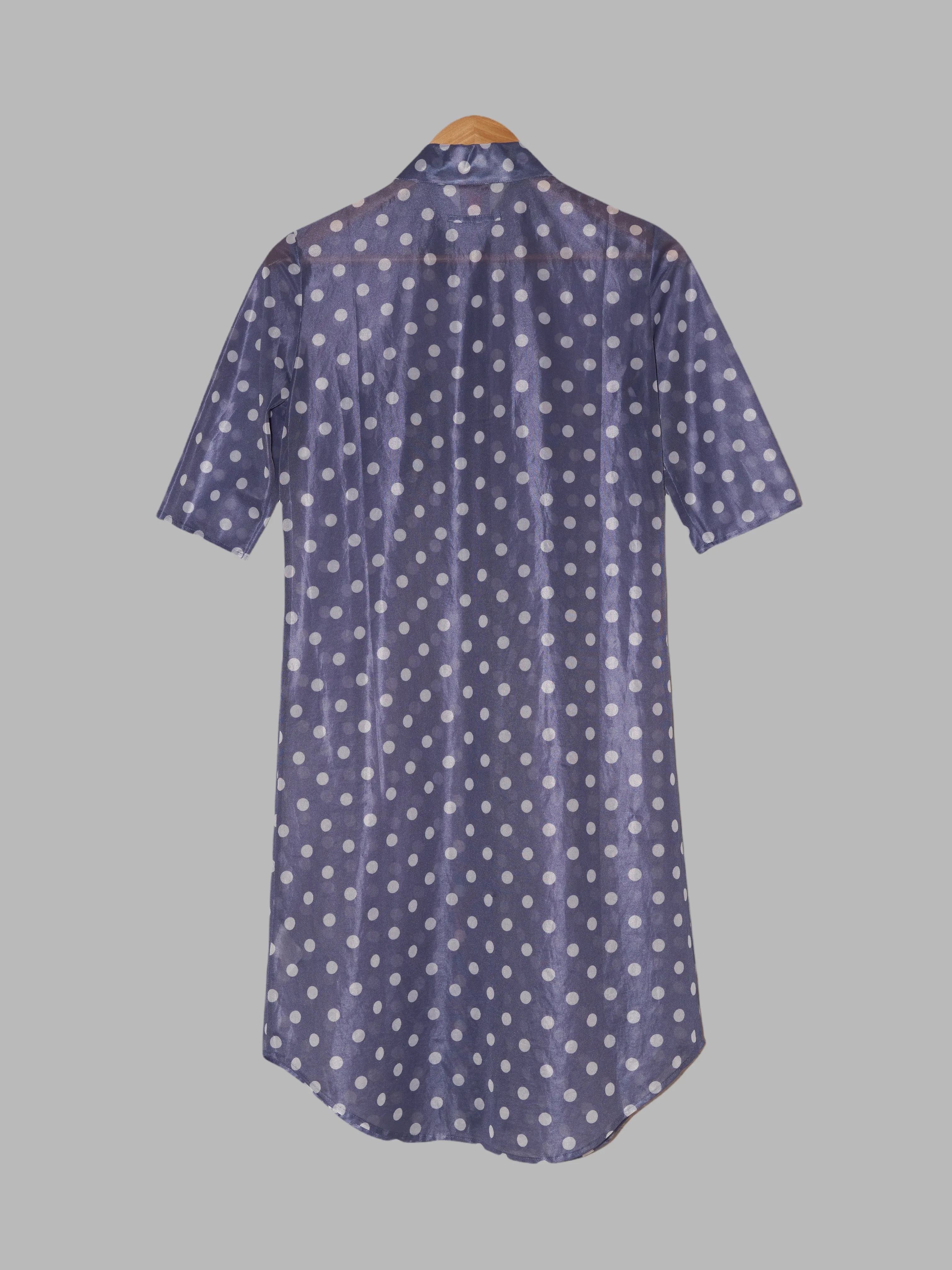 Jean Paul Gaultier Classique blue spotted nylon mesh shirt dress - size 40