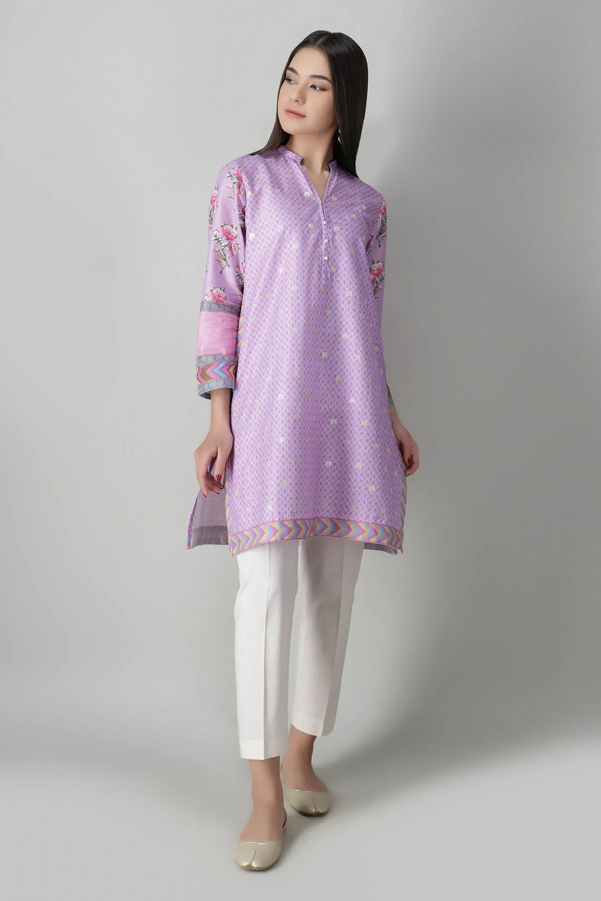 Khaadi Lilac Preview Embroidered Cambric Kurta