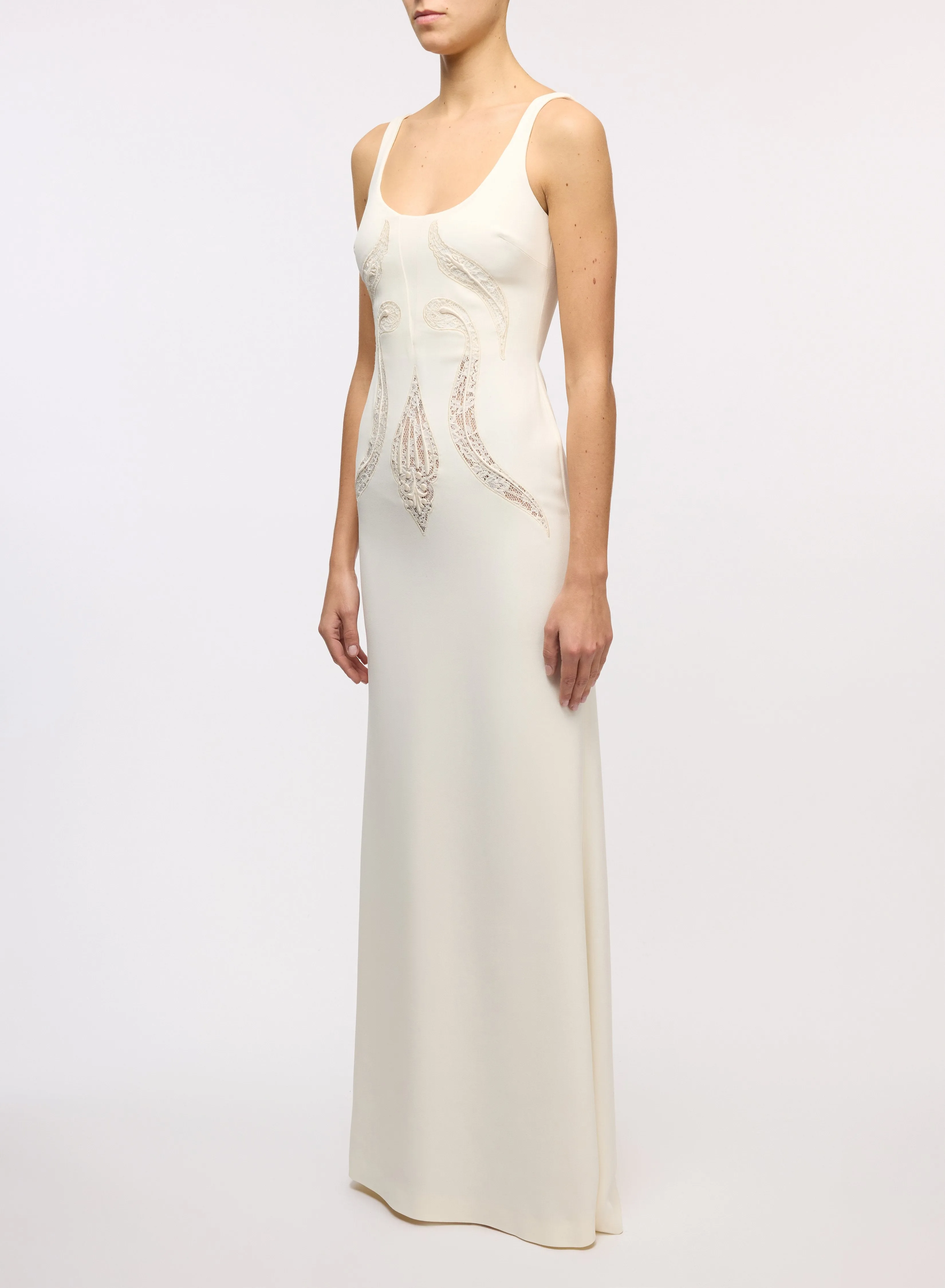 Long Dress with Lace Inserts