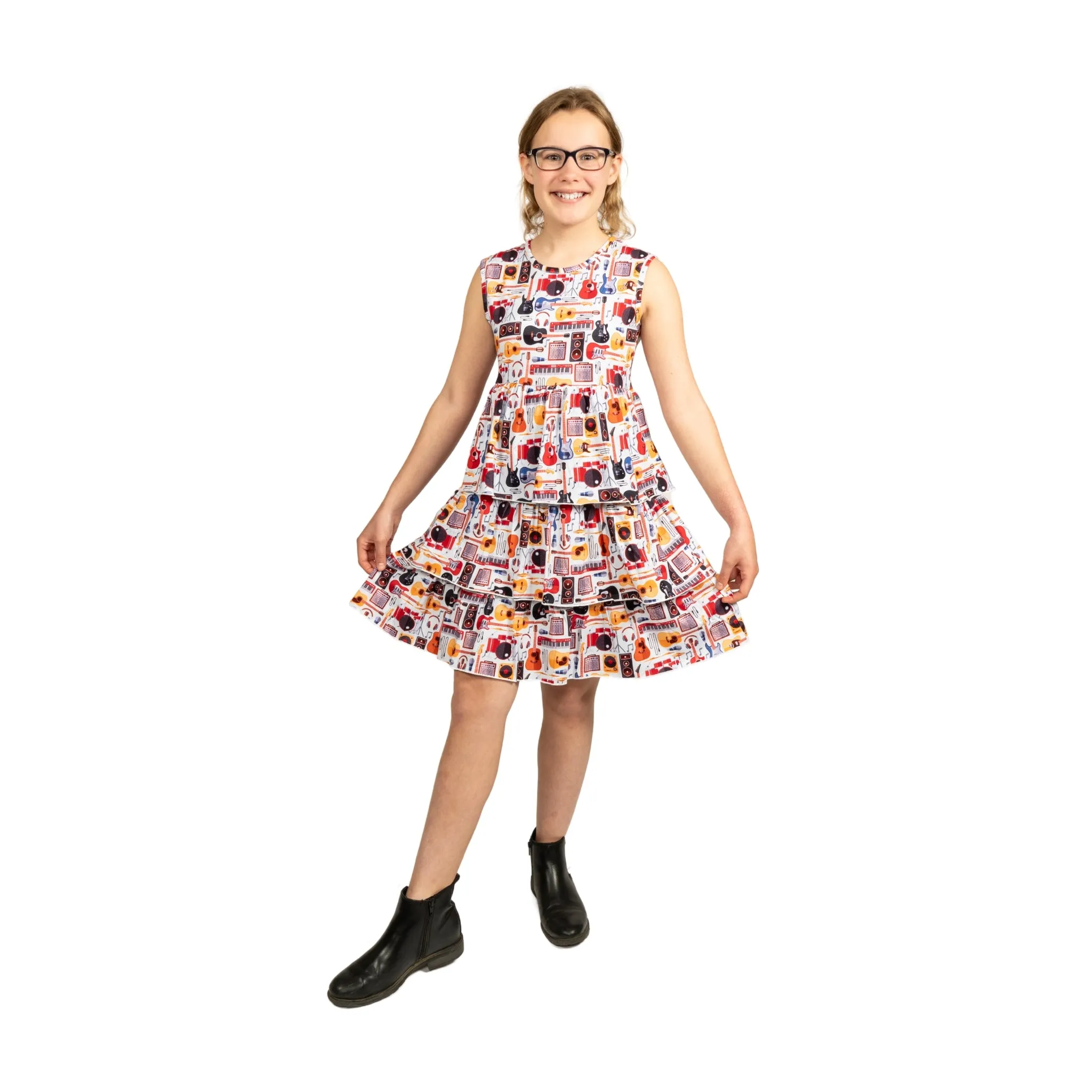 Musical Instruments Kids Layered Dress