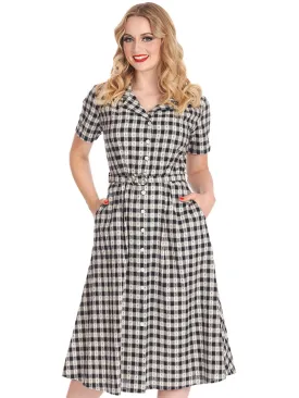 Navy Cherry Gingham Vintage Style Shirt Dress