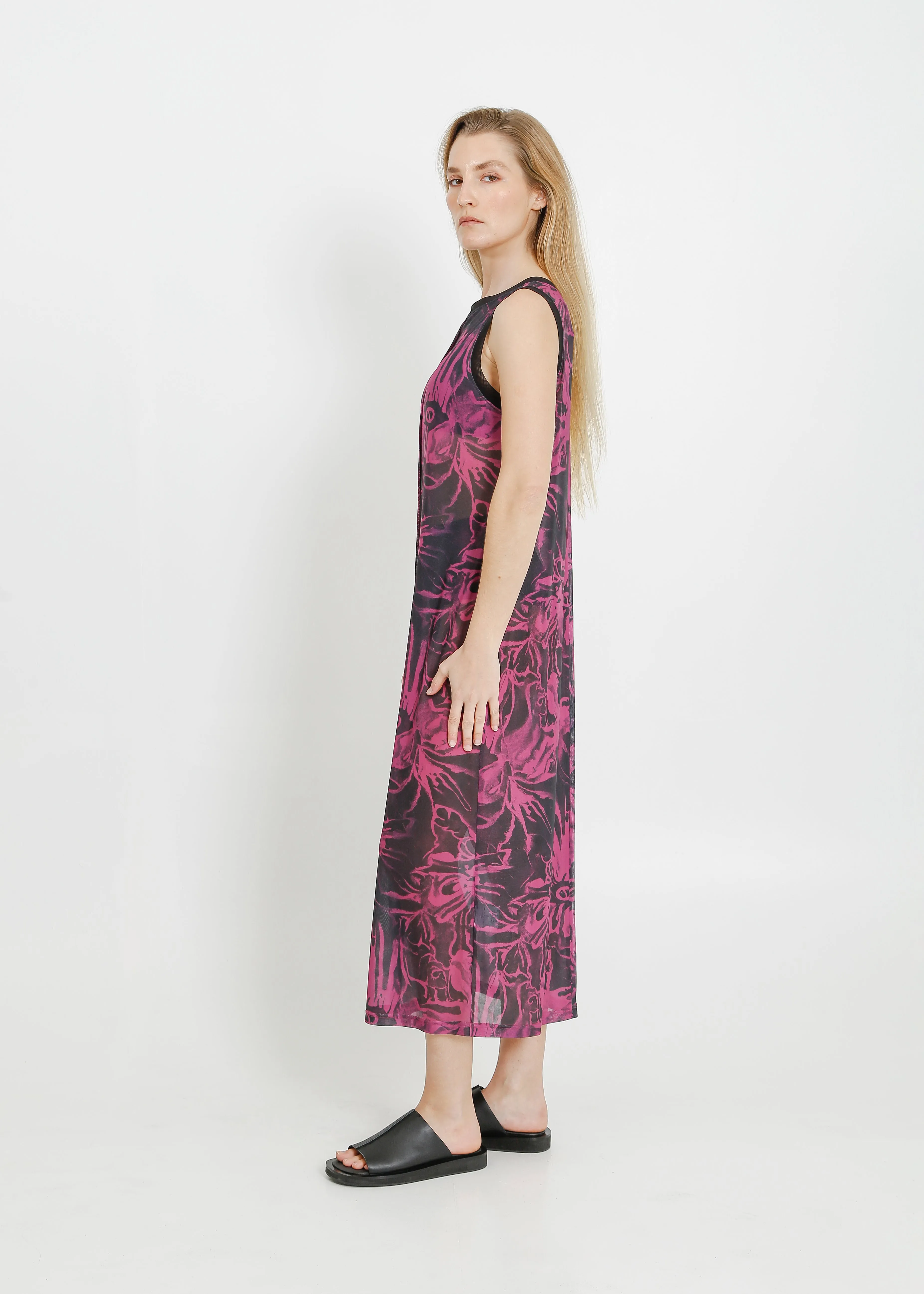 PALMER TANK DRESS / MAGENTA-BLACK