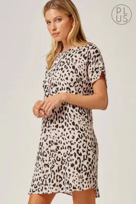 PLUS Leopard Print Shift Dress P8705P