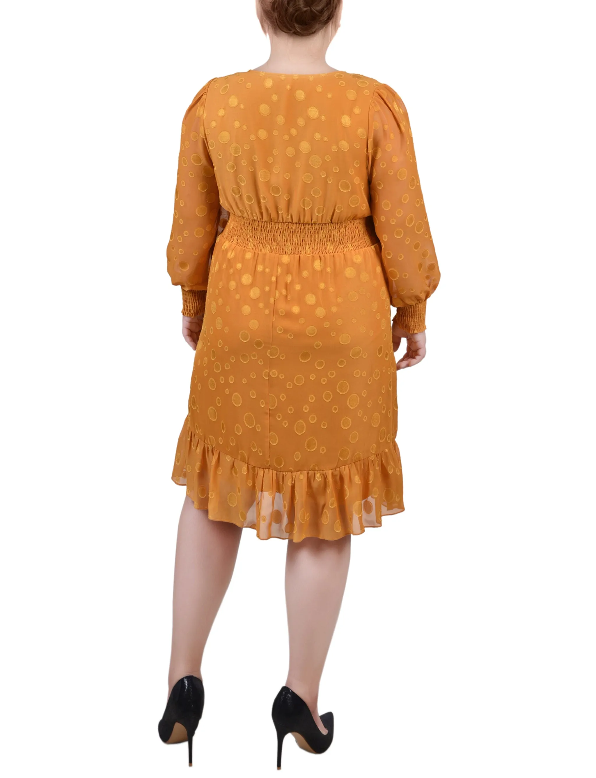 Plus Size Long Sleeve Smocked Waist Dress