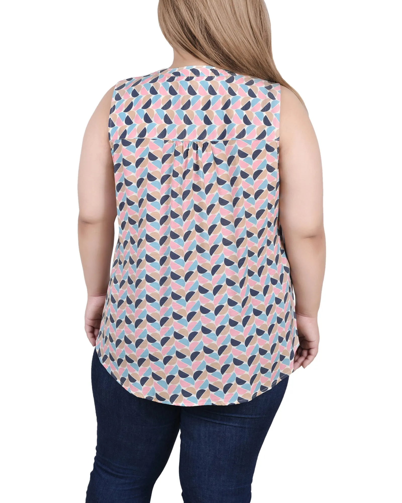 Plus Size Sleeveless Pintucked Blouse