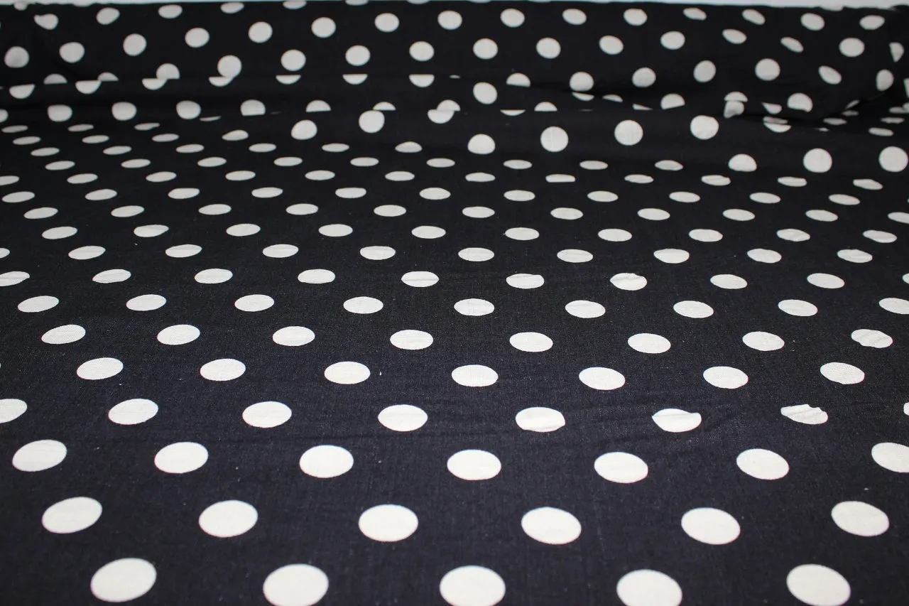 Polka Dot Linen Blend Broadcloth - White on Black