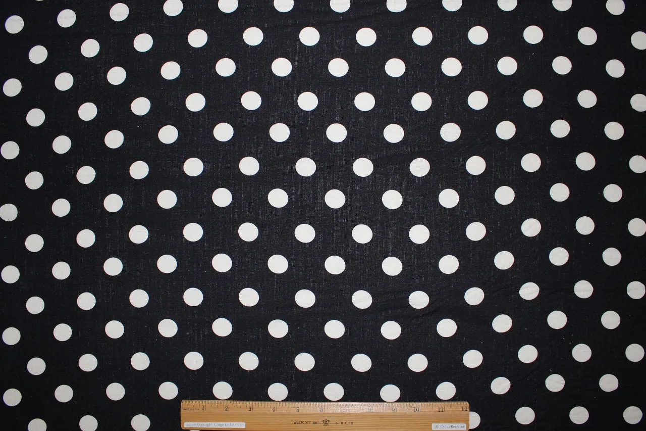 Polka Dot Linen Blend Broadcloth - White on Black