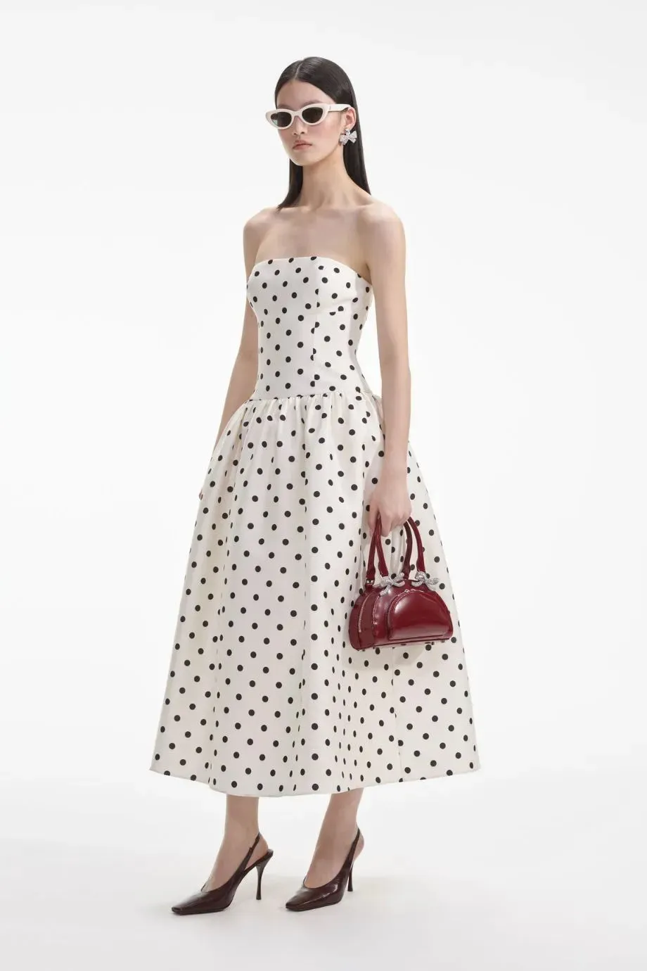 Polka Dot Taffeta Midi Dress