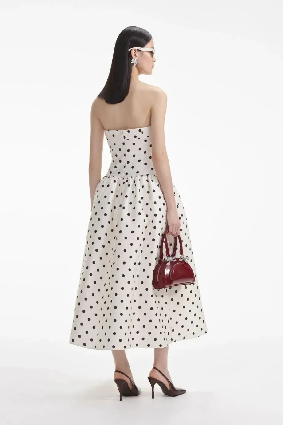 Polka Dot Taffeta Midi Dress