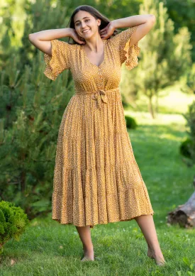 Polka Mustard Midi Plus Dress