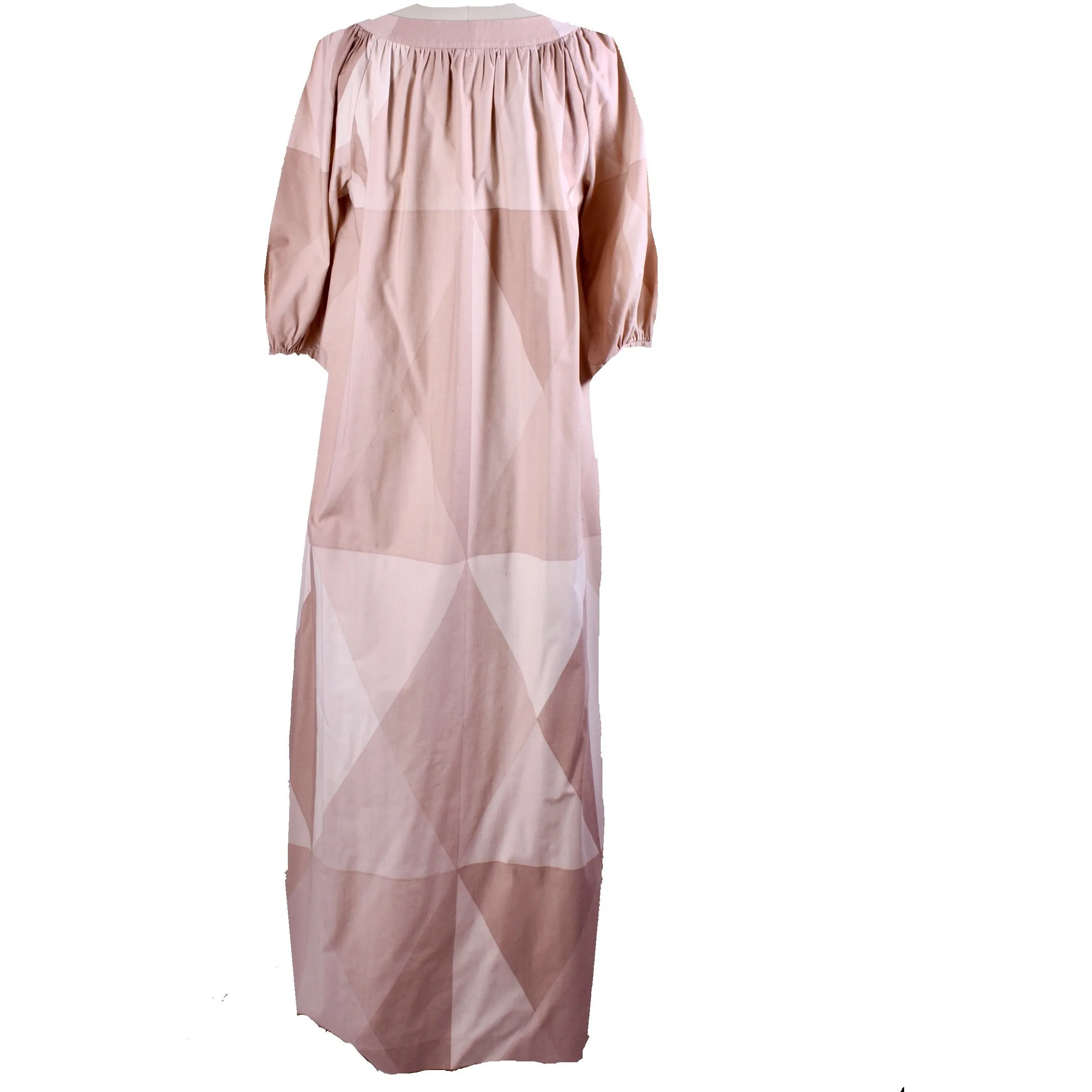 Rare Vintage Marimekko Pink Flesh Tones Geometric Print Maxi Dress 1970s Womens S