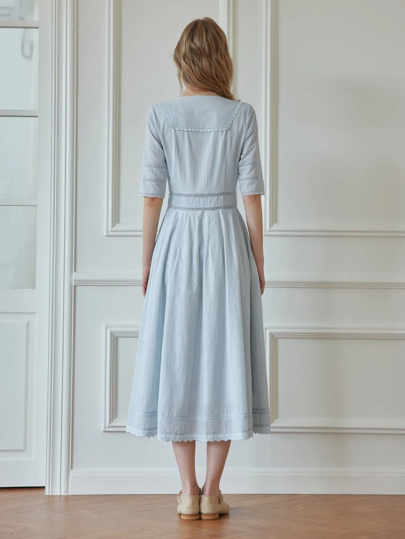 Sailor Collar A-Line Cotton Dress