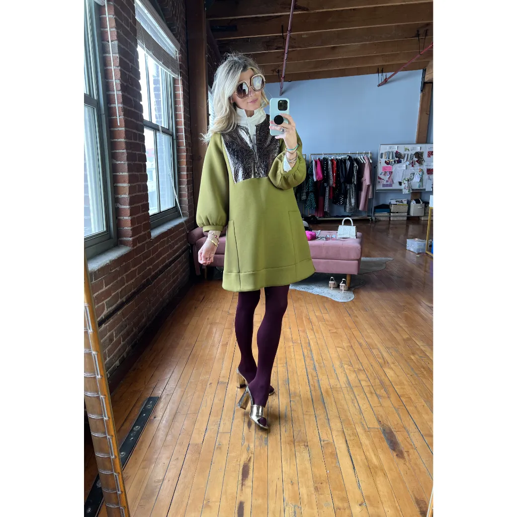 SAMPLE - Bib Front A-line Dress - Olive