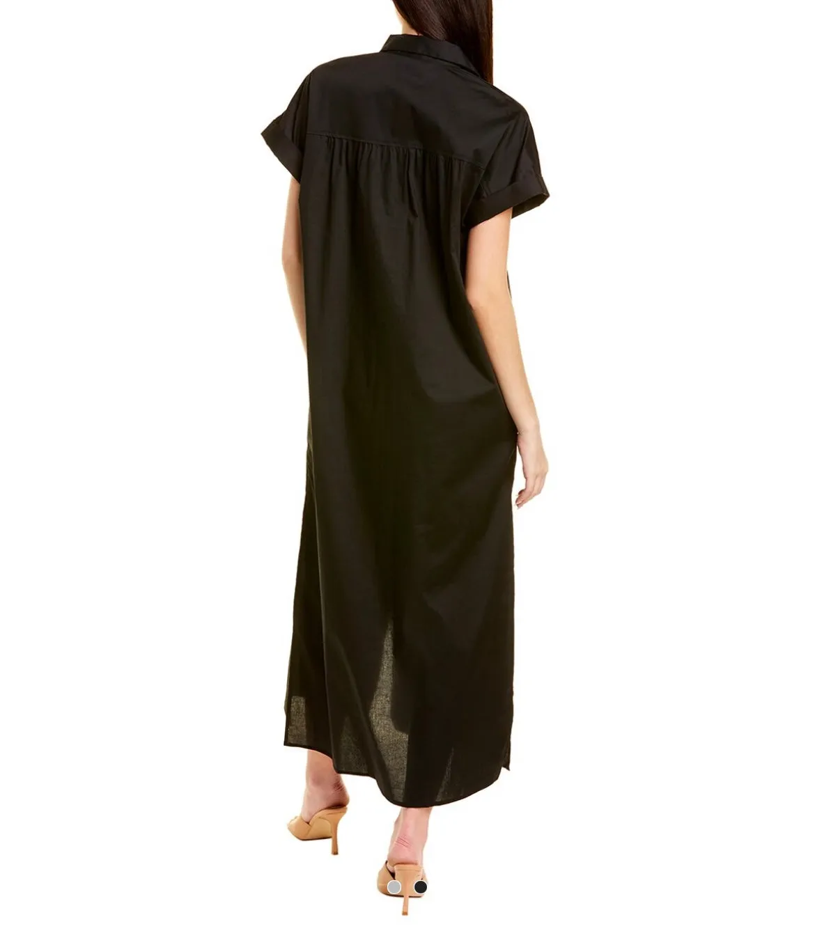 Shirt dress Maxi Poplin Dress in black *monogram available