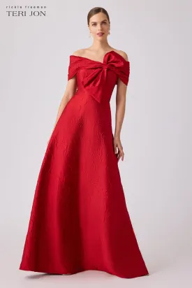 Textured Off The Shoulder Formal Evening Gown