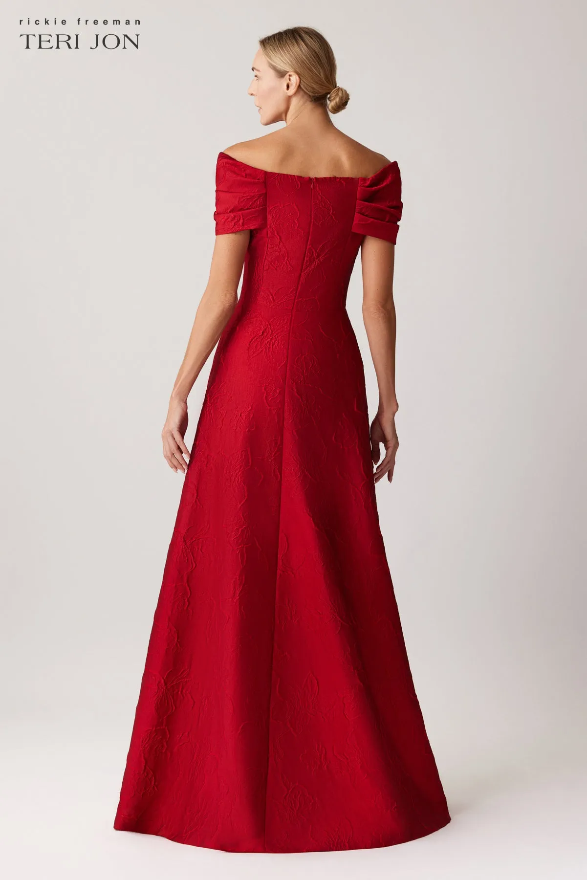 Textured Off The Shoulder Formal Evening Gown