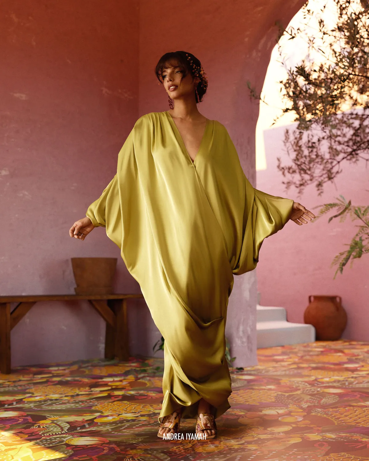 Tibara Kaftan Dress | Lime