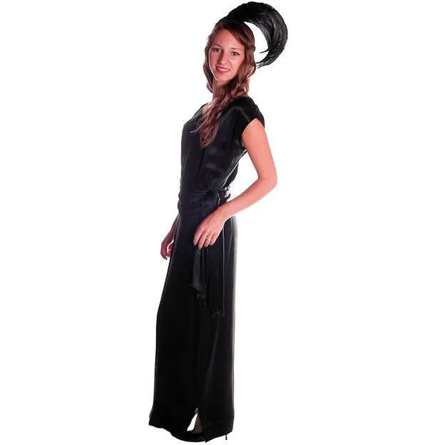 Vintage Black Silk Satin Evening Gown 1930s Size 38-27-38