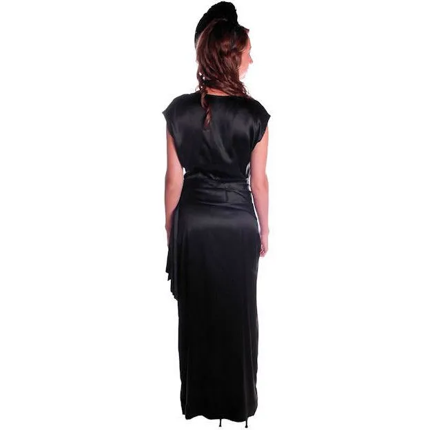 Vintage Black Silk Satin Evening Gown 1930s Size 38-27-38